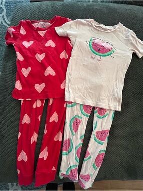 Kids Heart & Watermelon Pajama Set - Red & Pink